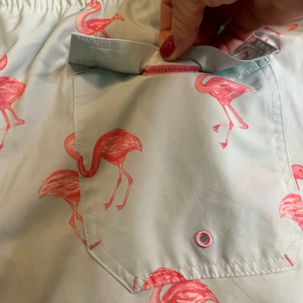 Wave Zone lined Swim Trunks sea foam green  with flamingos size XXL‎